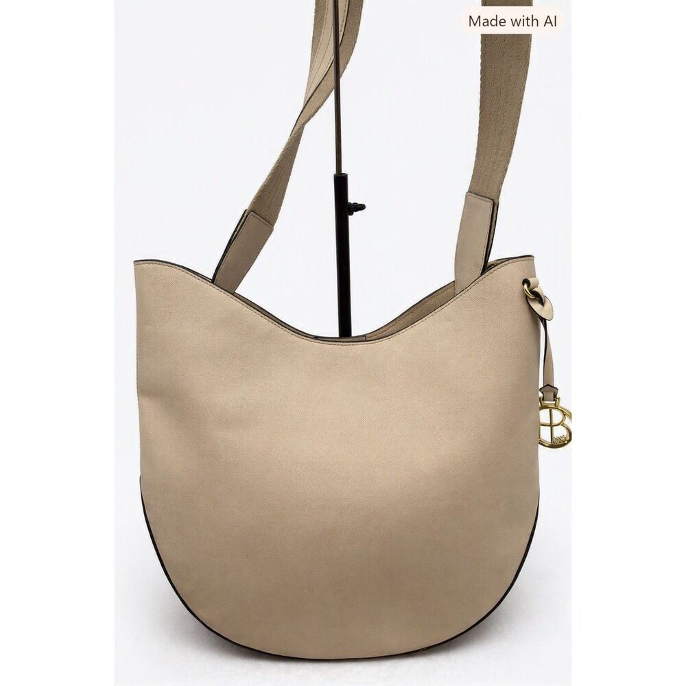 Henri Bendel Beige Pebbled Leather Convertible Crossbody Shoulder Bag Satchel